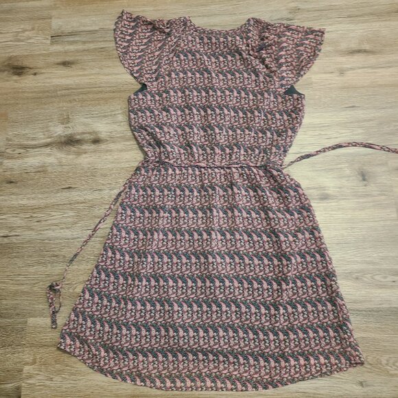 Banana Republic women M Chiffon Flare Knee Dress Flutter sleeve paisley - Picture 6 of 6